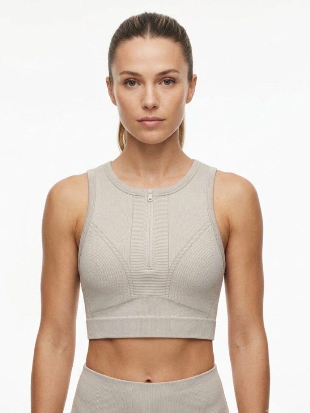 Offline by Aerie Maximum Support Zip Front Sleeveless Zipper Sports Bra Top